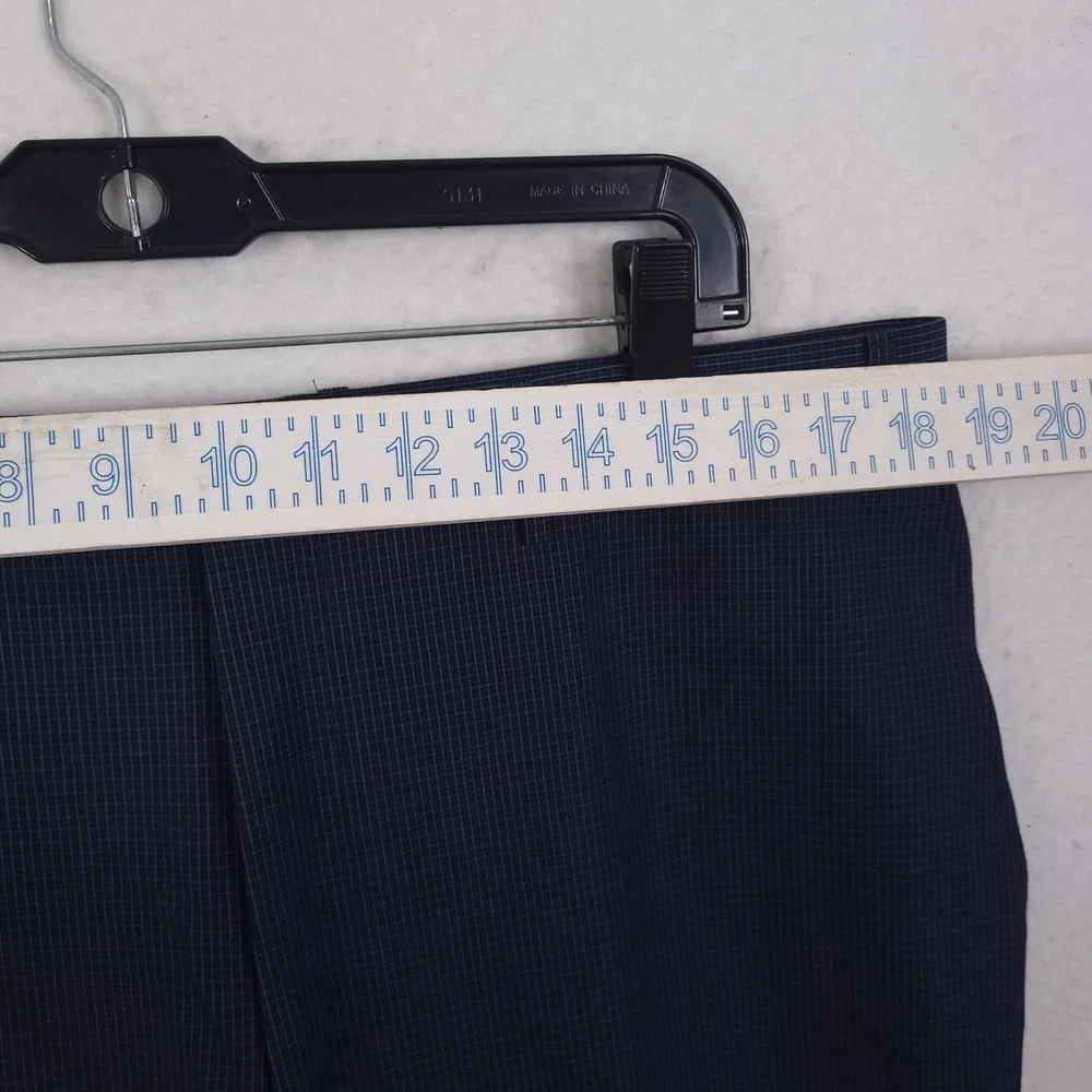 Canali Drerss Pants Trousers Mens 37x30 Navy Blue Cotton Linen Check Italian